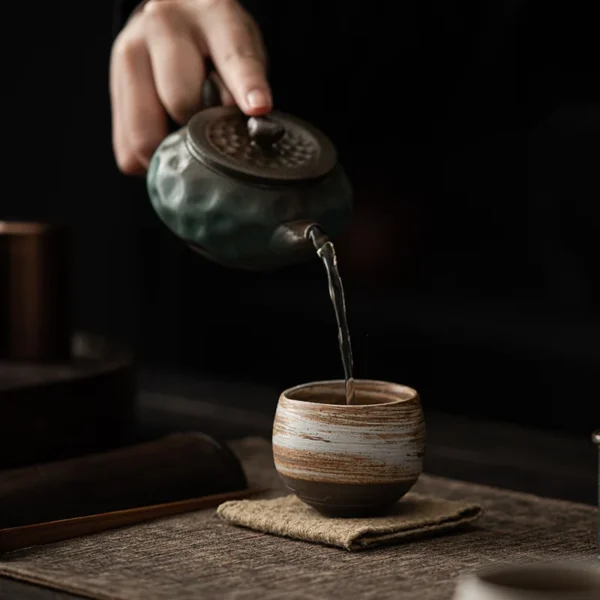 Service à thé en grès, style japonais, tasse à thé Kung Fu, petite tasse simple – Image 3