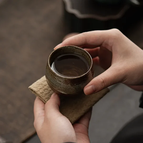 Service à thé en grès, style japonais, tasse à thé Kung Fu, petite tasse simple – Image 4